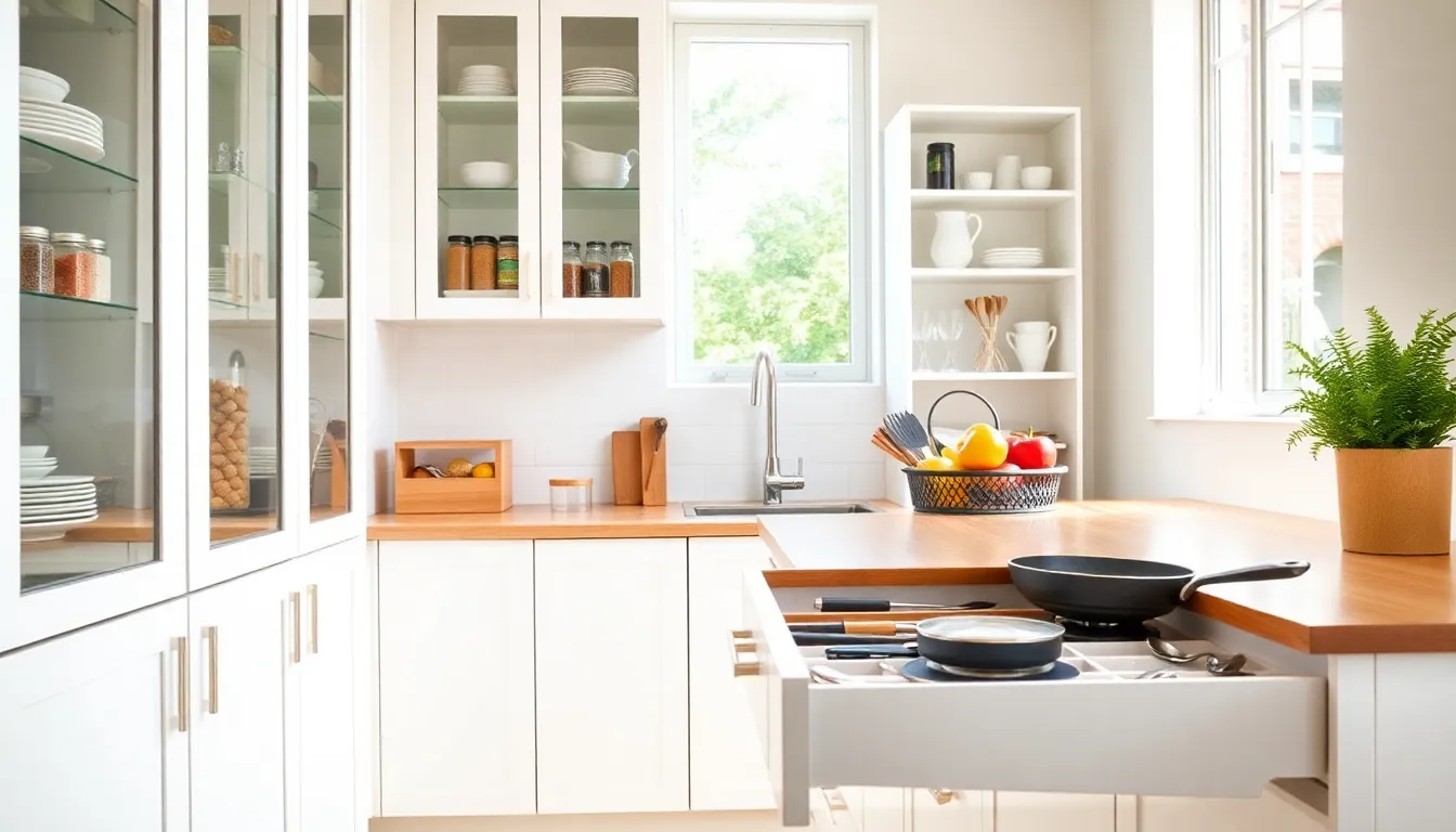 organized kitchen showcasing functional and creative storage solutions.