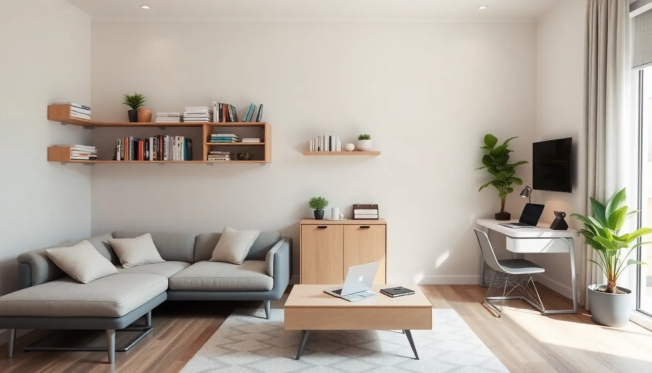 a multifunctional studio apartment organized for small spaces.